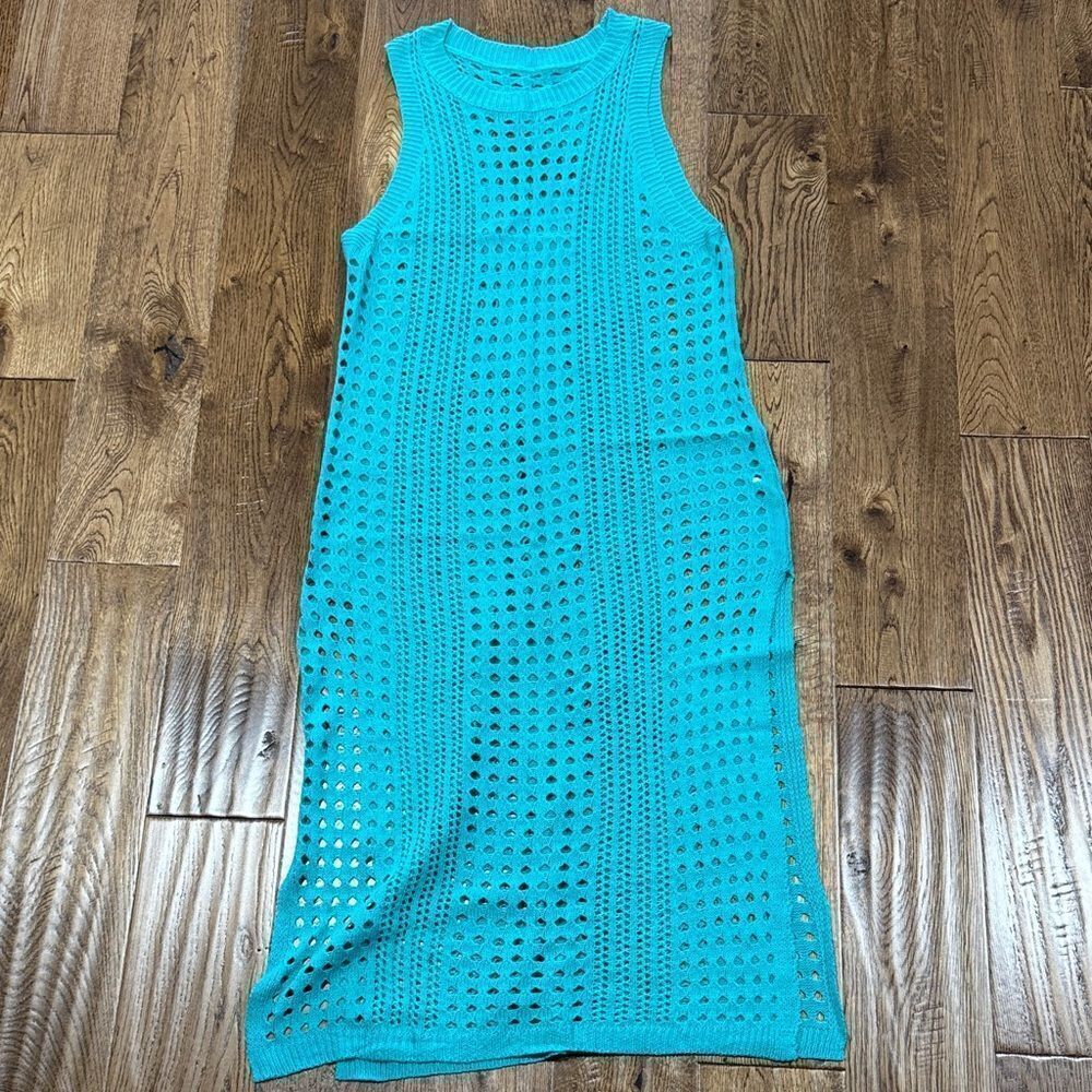 Sleeveless Teal Knit Dress M